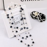 Simple Style Round Artificial Crystal Alloy Beaded Women's Sweater Chain Long Necklace main image 4