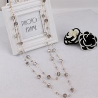 Simple Style Round Artificial Crystal Alloy Beaded Women's Sweater Chain Long Necklace sku image 2