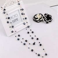 Simple Style Round Artificial Crystal Alloy Beaded Women's Sweater Chain Long Necklace sku image 3