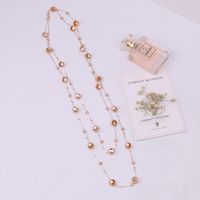 Simple Style Round Artificial Crystal Alloy Beaded Women's Sweater Chain Long Necklace sku image 4
