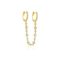 1 Piece Simple Style U Shape Round Chain Inlay Sterling Silver Zircon 18K Gold Plated Earrings sku image 2