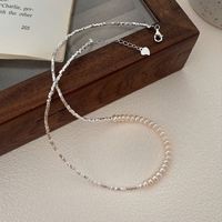 Sterling Silver Elegant Simple Style Beaded Pearl Geometric Necklace main image 1