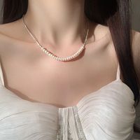 Sterling Silver Elegant Simple Style Beaded Pearl Geometric Necklace main image 3