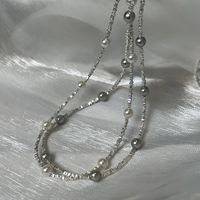 Künstlicher Kristall Künstliche Perle Sterling Silber Elegant Einfacher Stil Perlen Geometrisch Halskette main image 2