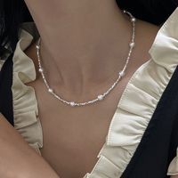 Artificial Crystal Artificial Pearl Sterling Silver Elegant Simple Style Beaded Geometric Necklace main image 5