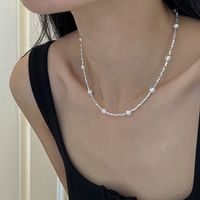 Artificial Crystal Artificial Pearl Sterling Silver Elegant Simple Style Beaded Geometric Necklace sku image 1