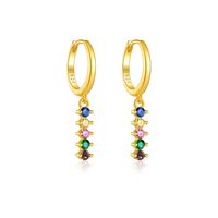 1 Pair Simple Style Shiny Round Inlay Sterling Silver Zircon 18K Gold Plated Drop Earrings sku image 4