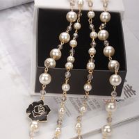 IG Style Sweet Round Flower Imitation Pearl Alloy Beaded Women's Long Necklace Necklace main image 2