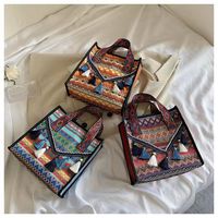 Women's Large Pu Leather Geometric Ethnic Style Tassel Square Zipper Handbag main image 6