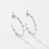 1 Pair Sweet Shiny C Shape Star Plating Inlay Sterling Silver Zircon 18K Gold Plated Ear Studs main image 3