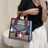 Women's Large Pu Leather Geometric Ethnic Style Tassel Square Zipper Handbag main image 5