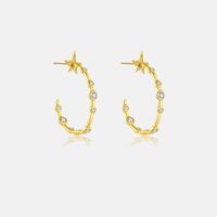 1 Pair Sweet Shiny C Shape Star Plating Inlay Sterling Silver Zircon 18K Gold Plated Ear Studs main image 6