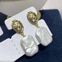 Freshwater Pearl Copper Simple Style Classic Style Stoving Varnish Color Block Drop Earrings sku image 1