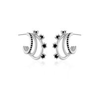 1 Pair IG Style Simple Style C Shape Inlay Sterling Silver Zircon 18K Gold Plated Ear Studs sku image 2