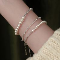 Sterling Silver IG Style Elegant Beaded Pearl Geometric Bracelets main image 6