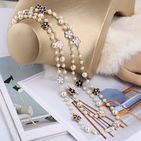 Casual Sweet Flower Imitation Pearl Alloy Beaded Enamel Women's Sweater Chain main image 4