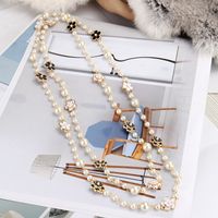 Casual Sweet Flower Imitation Pearl Alloy Beaded Enamel Women's Sweater Chain main image 2