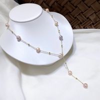 Freshwater Pearl Copper Gold Plated Simple Style Classic Style Plating Round main image 1