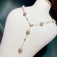 Freshwater Pearl Copper Gold Plated Simple Style Classic Style Plating Round main image 4