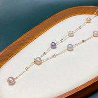 Freshwater Pearl Copper Gold Plated Simple Style Classic Style Plating Round main image 3