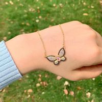Wholesale Simple Style Commute Butterfly Copper Inlay Rhinestones Pendant Necklace sku image 8