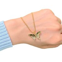 Wholesale Simple Style Commute Butterfly Copper Inlay Rhinestones Pendant Necklace main image 2