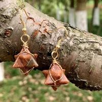 1 Pair Retro Solid Color Inlay Natural Stone Crystal Drop Earrings main image 5