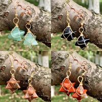 1 Pair Retro Solid Color Inlay Natural Stone Crystal Drop Earrings main image 1