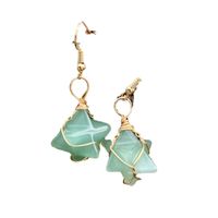 1 Pair Retro Solid Color Inlay Natural Stone Crystal Drop Earrings main image 4
