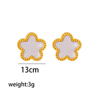 Titanium Steel Steel 18K Gold Plated Elegant Classic Style Inlay Flower Acrylic Earrings Necklace Jewelry Set main image 2