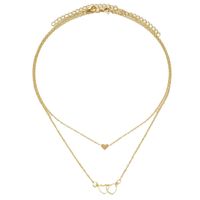 French Style Sweet Korean Style Double Heart Heart Shape Alloy Women's Double Layer Necklaces main image 4
