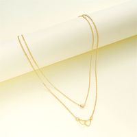French Style Sweet Korean Style Double Heart Heart Shape Alloy Women's Double Layer Necklaces main image 1