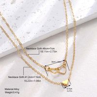 French Style Sweet Korean Style Double Heart Heart Shape Alloy Women's Double Layer Necklaces main image 2