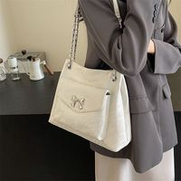 Women's Pu Solid Color Bow Knot Punk Sewing Thread Zipper Tote Bag main image 5