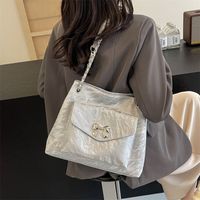 Women's Pu Solid Color Bow Knot Punk Sewing Thread Zipper Tote Bag main image 8