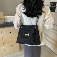 Women's Pu Solid Color Bow Knot Punk Sewing Thread Zipper Tote Bag main image 7