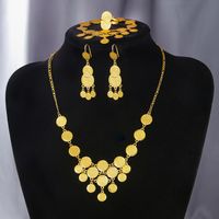 Copper 18K Gold Plated Vintage Style Classic Style Sequins Solid Color Jewelry Set main image 1