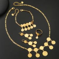 Copper 18K Gold Plated Vintage Style Classic Style Sequins Solid Color Jewelry Set main image 6