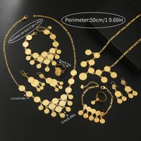 Copper 18K Gold Plated Vintage Style Classic Style Sequins Solid Color Jewelry Set main image 3