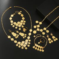Copper 18K Gold Plated Vintage Style Classic Style Sequins Solid Color Jewelry Set main image 8