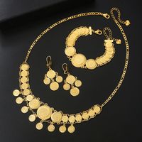 Copper 18K Gold Plated Vintage Style Classic Style Sequins Solid Color Jewelry Set main image 5