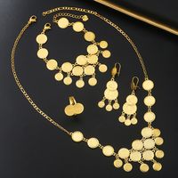 Copper 18K Gold Plated Vintage Style Classic Style Sequins Solid Color Jewelry Set main image 4
