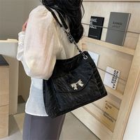 Women's Pu Solid Color Bow Knot Punk Sewing Thread Zipper Tote Bag sku image 2