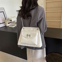 Women's Pu Solid Color Bow Knot Punk Sewing Thread Zipper Tote Bag sku image 3