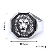 Hip-Hop Streetwear Lion Solid Color 304 Stainless Steel Men's Rings main image 2