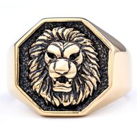 Hip-Hop Streetwear Lion Solid Color 304 Stainless Steel Men's Rings main image 7