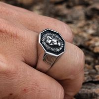 Hip-Hop Streetwear Lion Solid Color 304 Stainless Steel Men's Rings main image 10