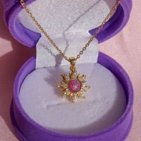 Copper Sweet Gemstone Sun Opal Rings Earrings Necklace sku image 20