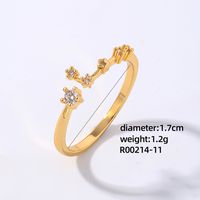 Copper K Gold Plated Rhodium Plated Elegant Classic Style Commute Inlay Geometric Zircon Open Rings sku image 8