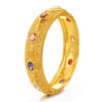 Copper 18K Gold Plated Luxurious Simple Style Shiny Metallic Plating Tribal Zircon Bangle main image 2